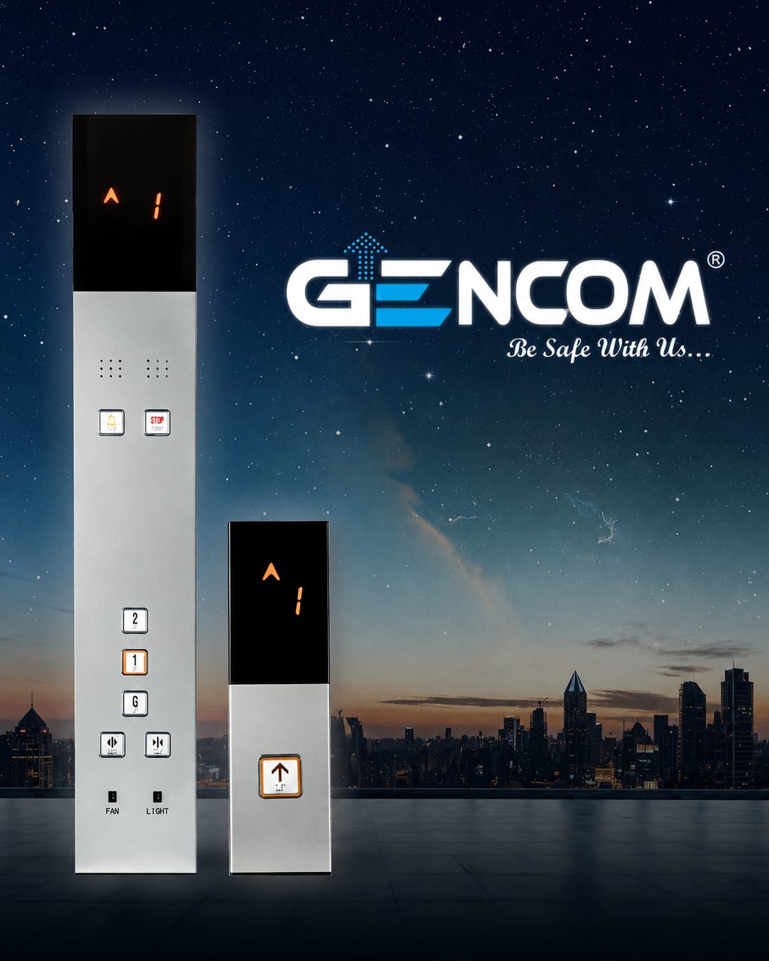 Gencome elevator call panel closeup